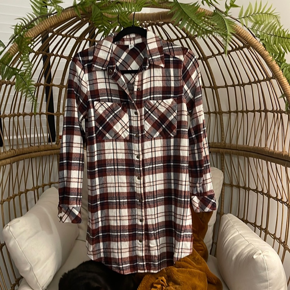 BP flannel button down dress